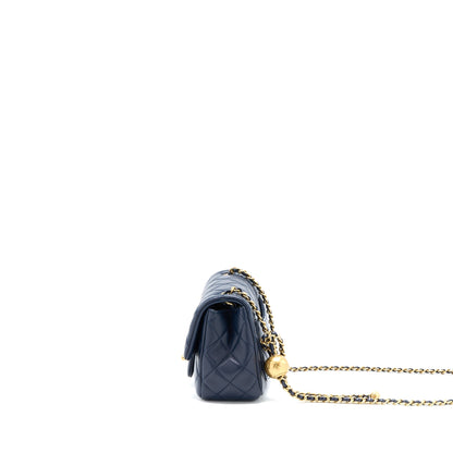 Chanel Pearl Crush Mini Square Lambskin Navy Brushed