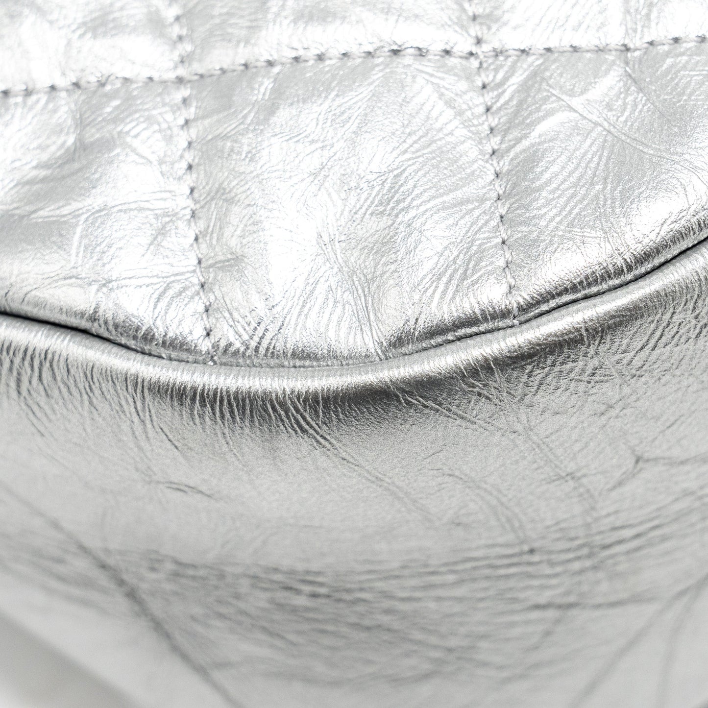 Chanel 31 BAG Quilted Crumpled Calfskin Metallic Silver