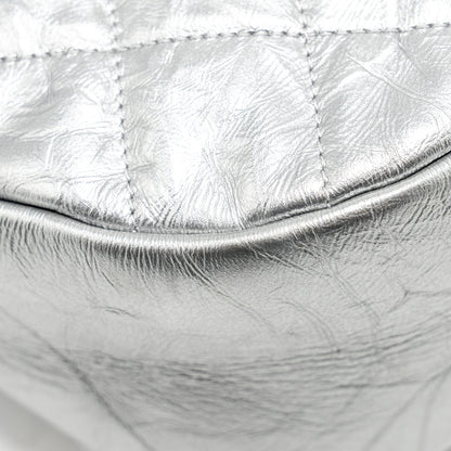 Chanel 31 BAG Quilted Crumpled Calfskin Metallic Silver