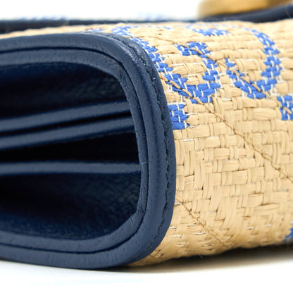 Gucci GG Marmont Flap Bag Matelasse Raffia Blue/Multicolour Brushed