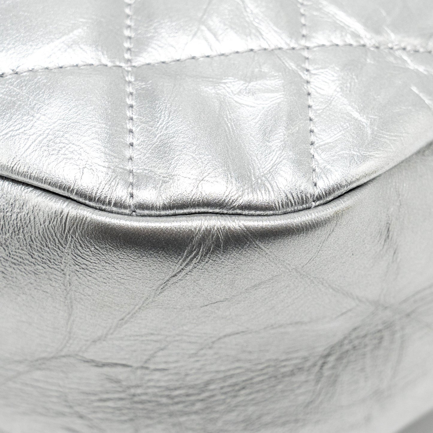 Chanel 31 BAG Quilted Crumpled Calfskin Metallic Silver