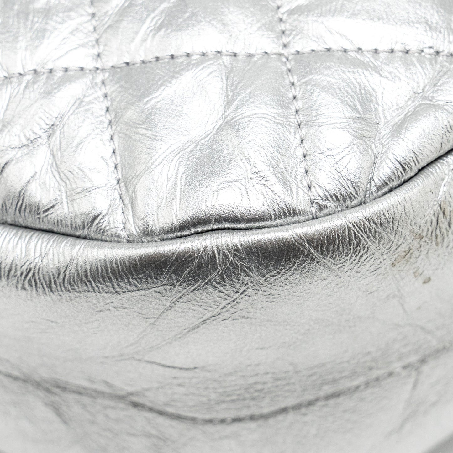 Chanel 31 BAG Quilted Crumpled Calfskin Metallic Silver