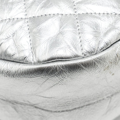 Chanel 31 BAG Quilted Crumpled Calfskin Metallic Silver