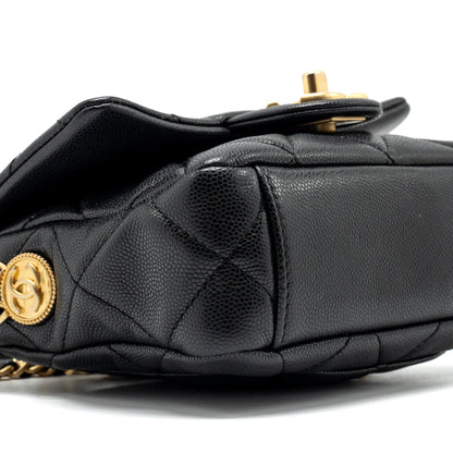 Chanel Mini Twist Your Button Flap Bag Caviar Black  (Microchip)