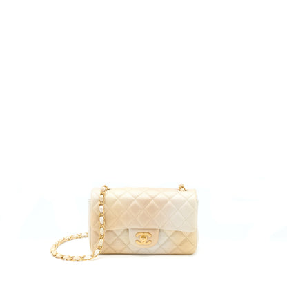 Chanel 22C Mini Rectangular Flap Bag Goatskin Ombre Beige Brushed