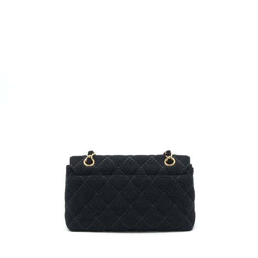 Chanel Vintage Shoulder Bag fabric Black  With An Extra Bag Charm