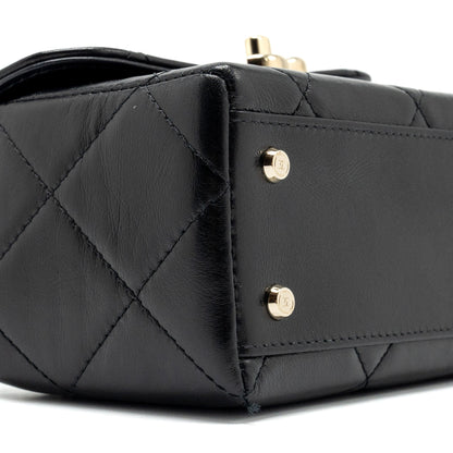 Chanel 23k top handle vanity bag shiny calfskin black  (microchip)
