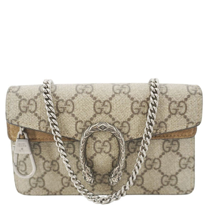 GUCCI Dionysus Super Mini GG Supreme Canvas Crossbody Bag Taupe 476432