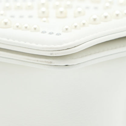 Chanel Medium Boy Bag Chevron Limited Lambskin With Pearl White