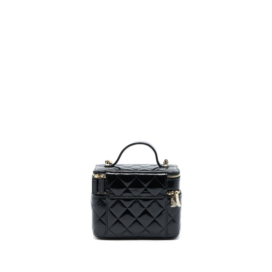 Chanel Vanity Case Glazed Lambskin Black L