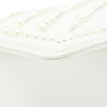 Chanel Medium Boy Bag Chevron Limited Lambskin With Pearl White
