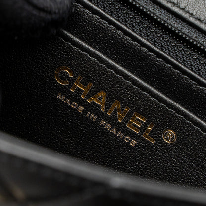 Chanel Mini Rectangular Flap Bag Lambskin Black L (Microchip)