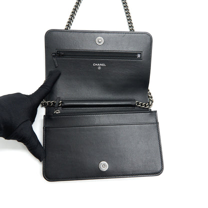 Chanel Boy Wallet On Chain Caviar Black Ruthenium Hardware