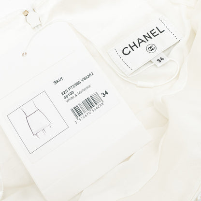 Chanel Size 34 22S Sequins Jacket and Skirt Suit Cotton/Polyester White/Multicolour