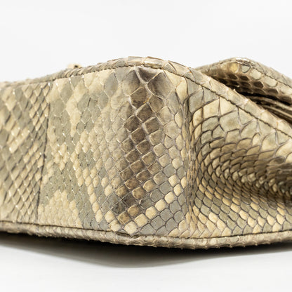 Chanel medium classic double flap bag python Gold