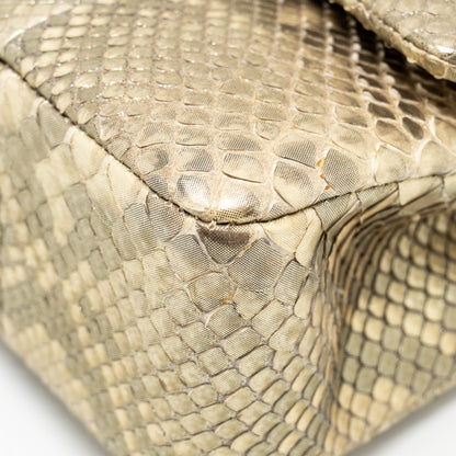 Chanel medium classic double flap bag python Gold