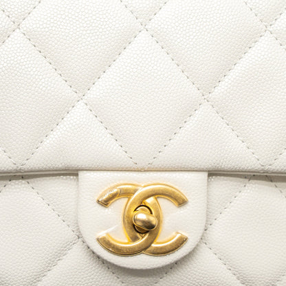 Chanel 22A Small Flap Bag Button on Chain Caviar White Brushed  (Microchip)