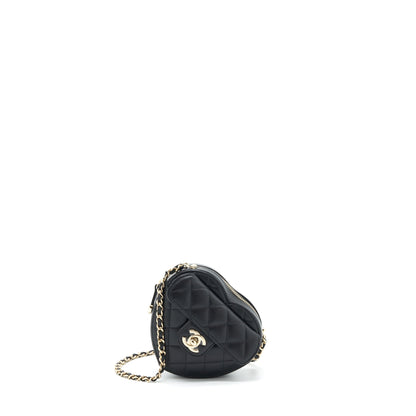 Chanel 22S Small Heart Bag Lambskin Black L