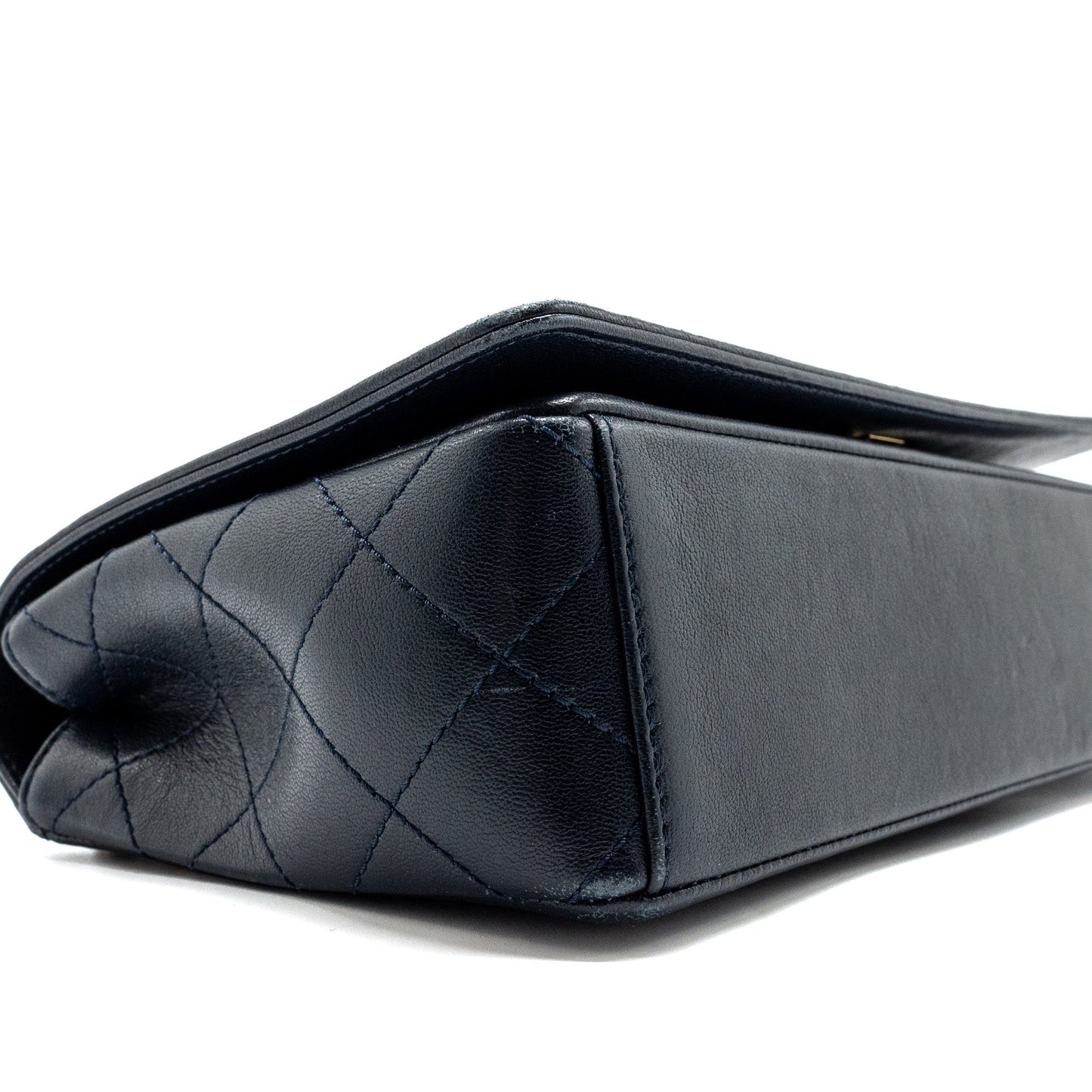 Chanel Mademoiselle Enamel Flap Bag Goatskin Navy