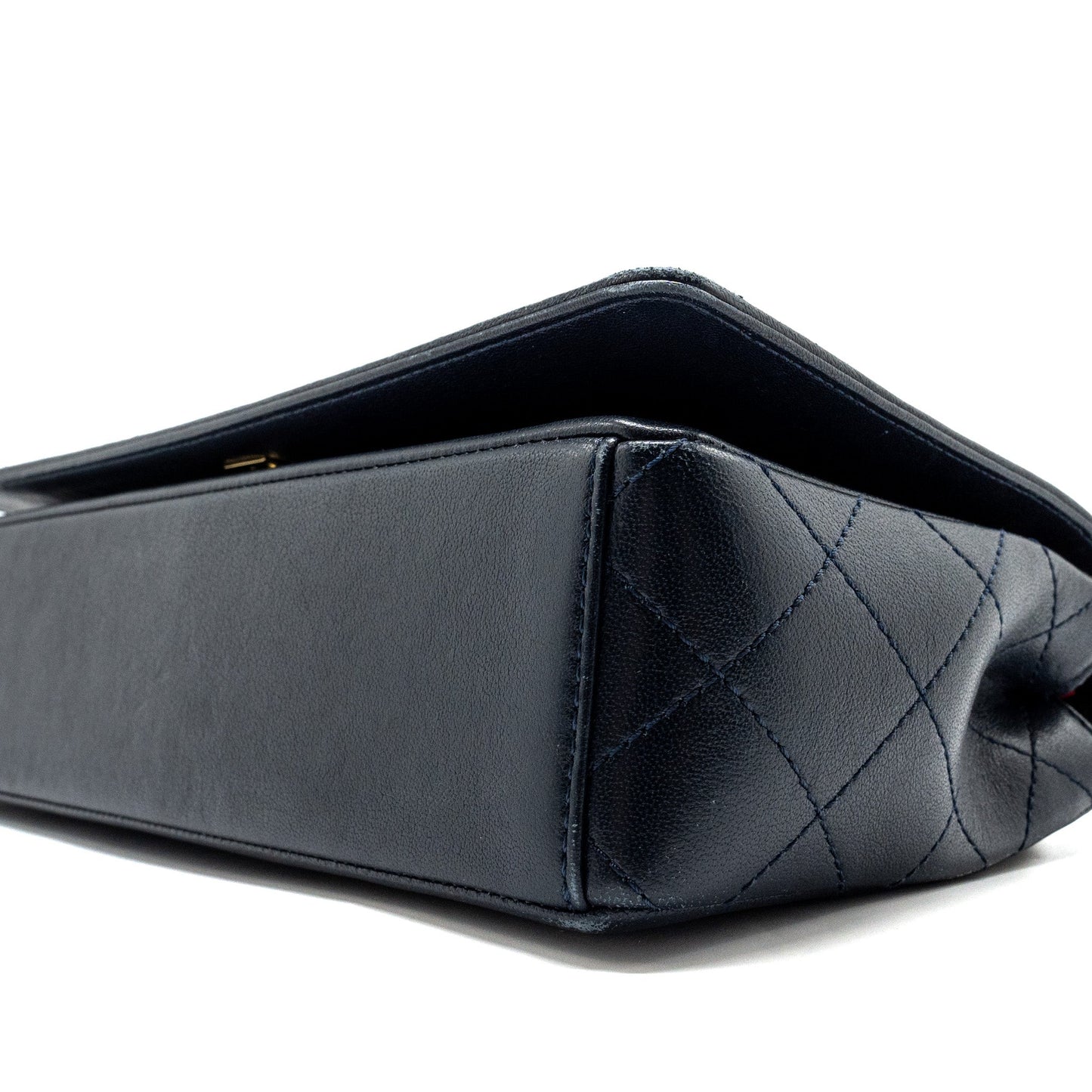 Chanel Mademoiselle Enamel Flap Bag Goatskin Navy