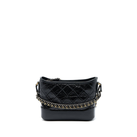 Chanel Small Gabrielle Hobo Bag Shiny Calfskin Black Multicolour Hardware
