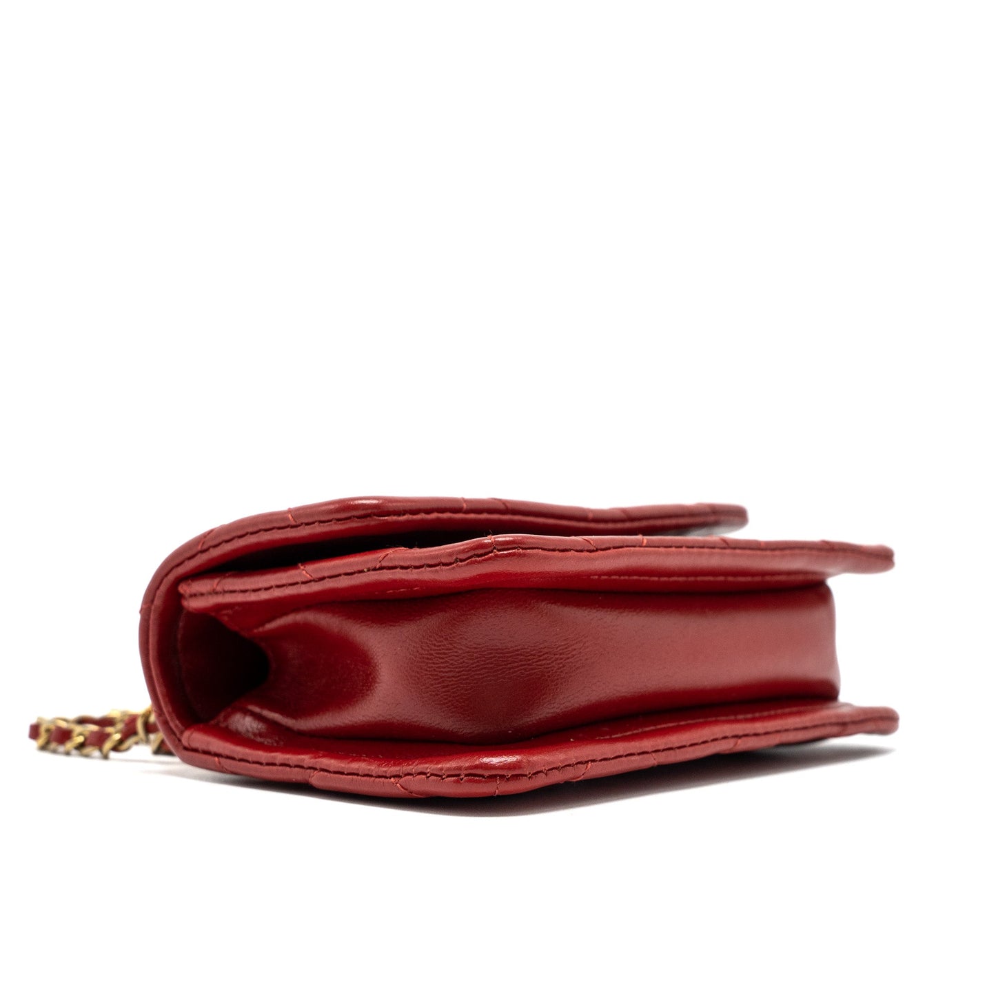 Chanel Quilted Mini Flap Belt Bag Lambskin Red Brushed