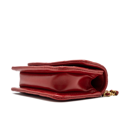 Chanel Quilted Mini Flap Belt Bag Lambskin Red Brushed