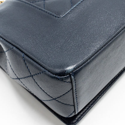 Chanel Mademoiselle Enamel Flap Bag Goatskin Navy