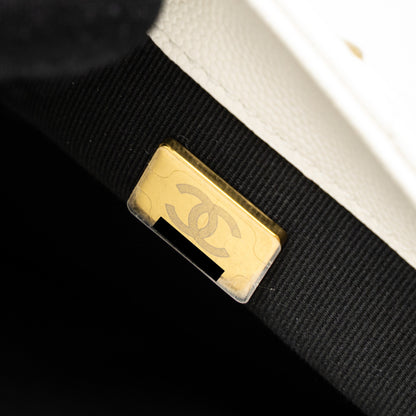 Chanel 22A Small Flap Bag Button on Chain Caviar White Brushed  (Microchip)