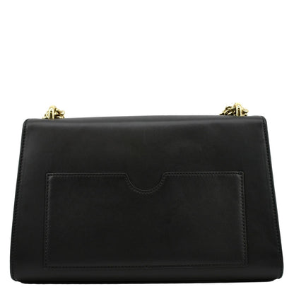 GUCCI Padlock Leather Shoulder Bag Black 409486