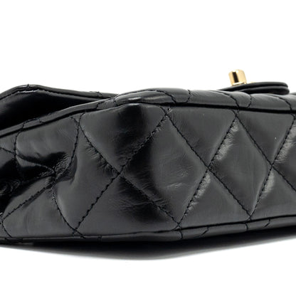 Chanel 23A classic flap clutch shiny calfskin black L (microchip)