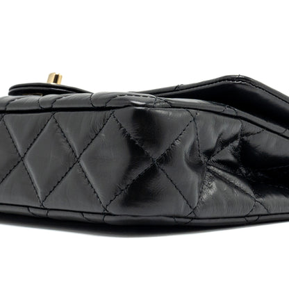 Chanel 23A classic flap clutch shiny calfskin black L (microchip)