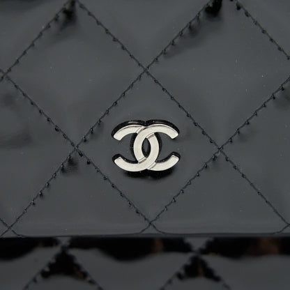 Chanel Fold Over Clutch Patent Leather Black