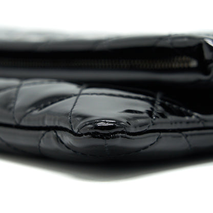 Chanel Fold Over Clutch Patent Leather Black