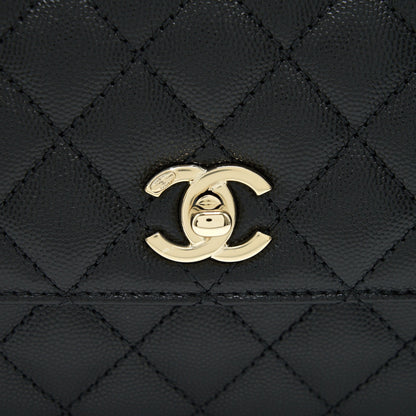 Chanel 21K Small Coco Handle 24cm Caviar Black L