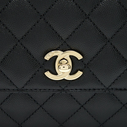 Chanel 21K Small (old mini) 24cm Cocohandle Black Caviar L
