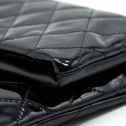 Chanel Fold Over Clutch Patent Leather Black