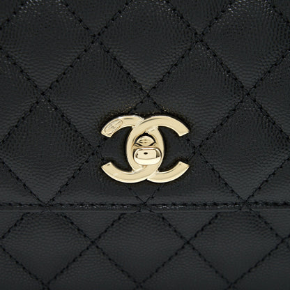 Chanel 21K Small Coco Handle 24cm Caviar Black L