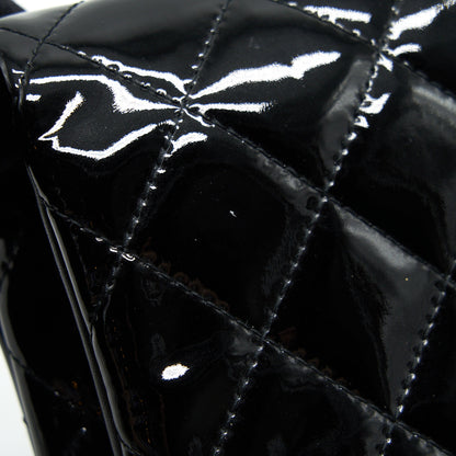 Chanel Fold Over Clutch Patent Leather Black