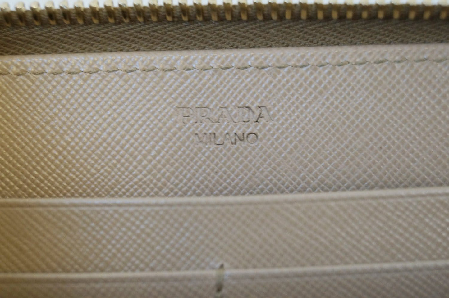 Prada Saffiano Zip-Around Beige Ladies Wallet
