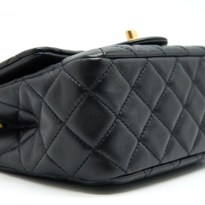 Chanel 22C Pearl Crush Mini Square Rectangular Flap Bag Black （Microchip)