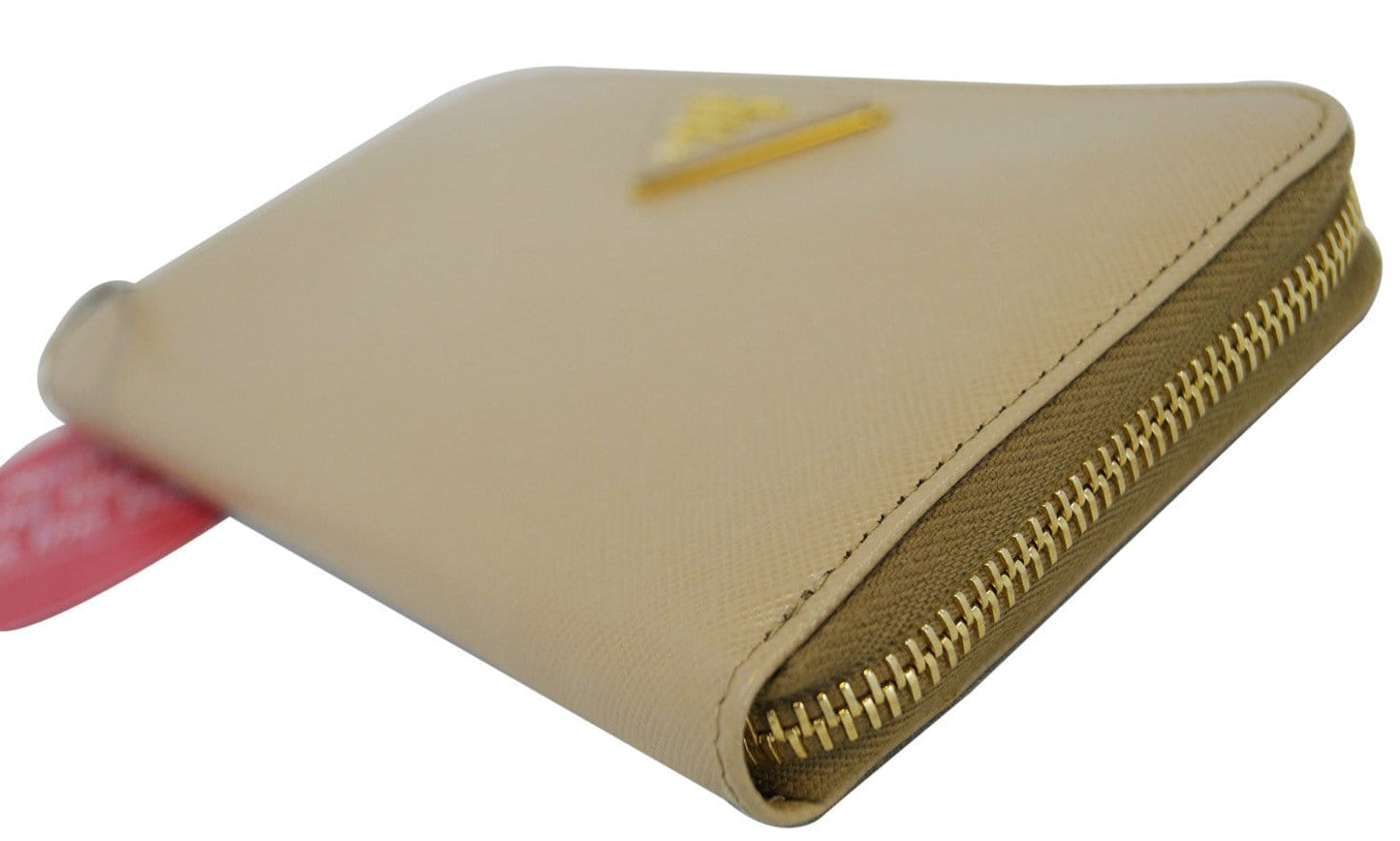 Prada Saffiano Zip-Around Beige Ladies Wallet