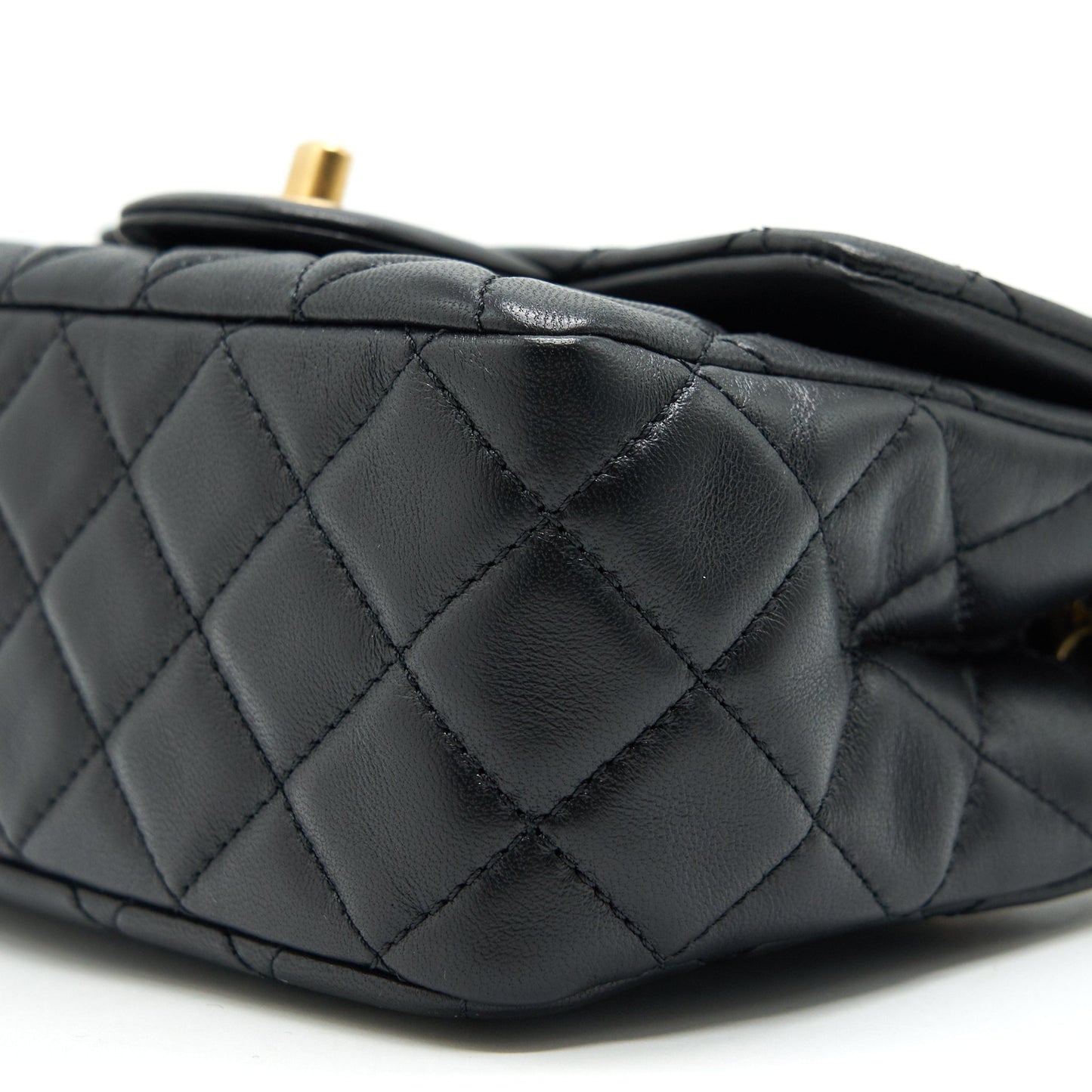 Chanel Pearl Crush Mini Square Flap Bag Lambskin Black