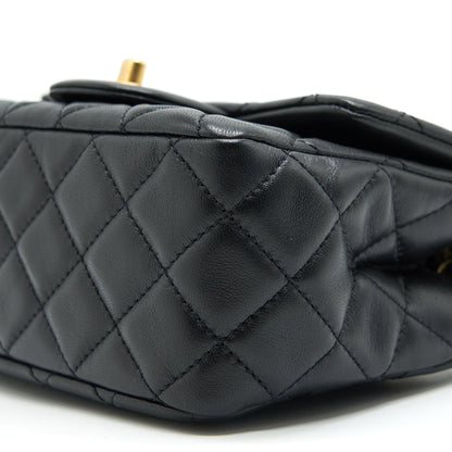 Chanel 21B pearl crush Square mini flap Bag black  (new version with microchip)
