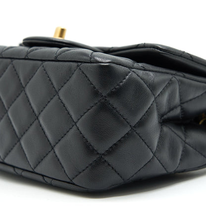 Chanel 21B Pearl Crush Mini Square Flap Bag Black