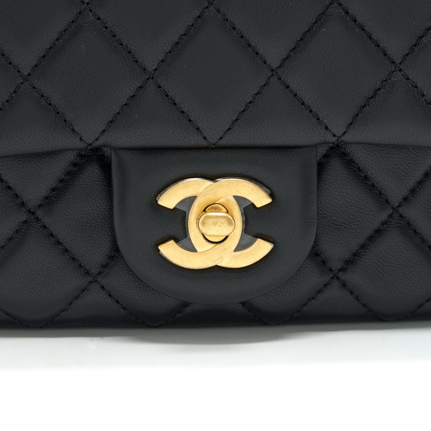 Chanel Pearl Crush Mini Square Flap Bag Lambskin Black