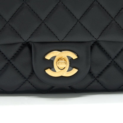 Chanel Pearl Crush Mini Square Flap Bag Lambskin Black