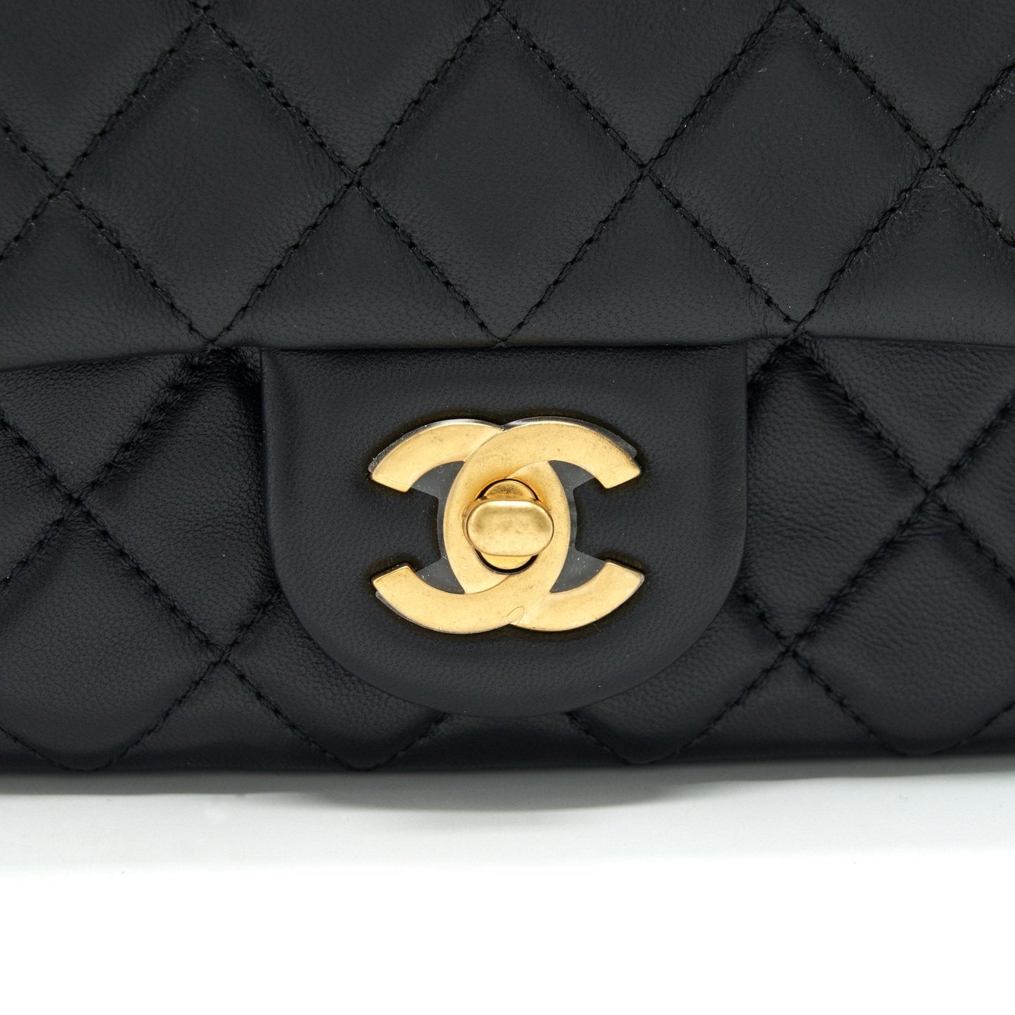Chanel 22C Pearl Crush Mini Square Flap Bag Black Lambskin