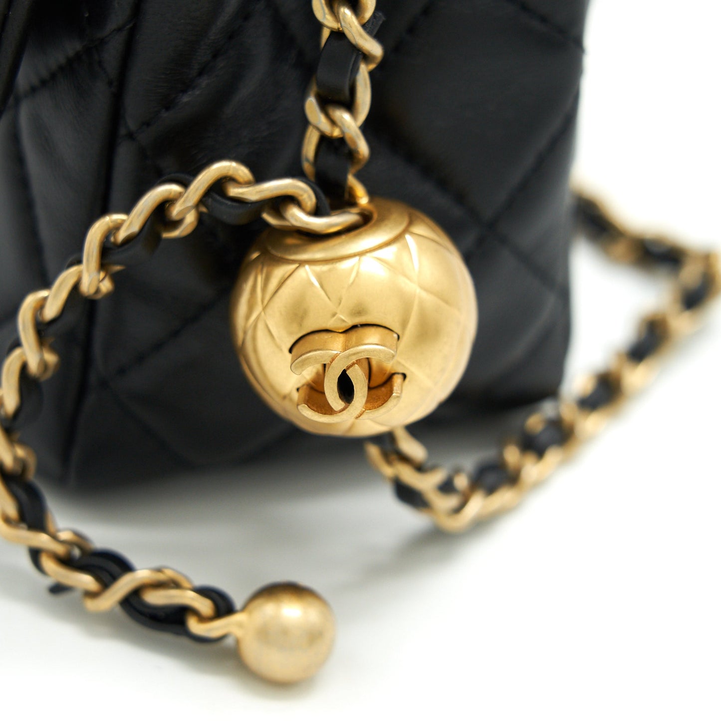 Chanel Pearl Crush Mini Square Flap Bag Lambskin Black