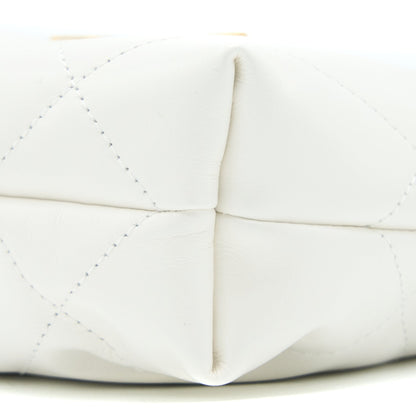 Chanel Mini 22 Bag Shiny Calfskin White Brushed  (Microchip)